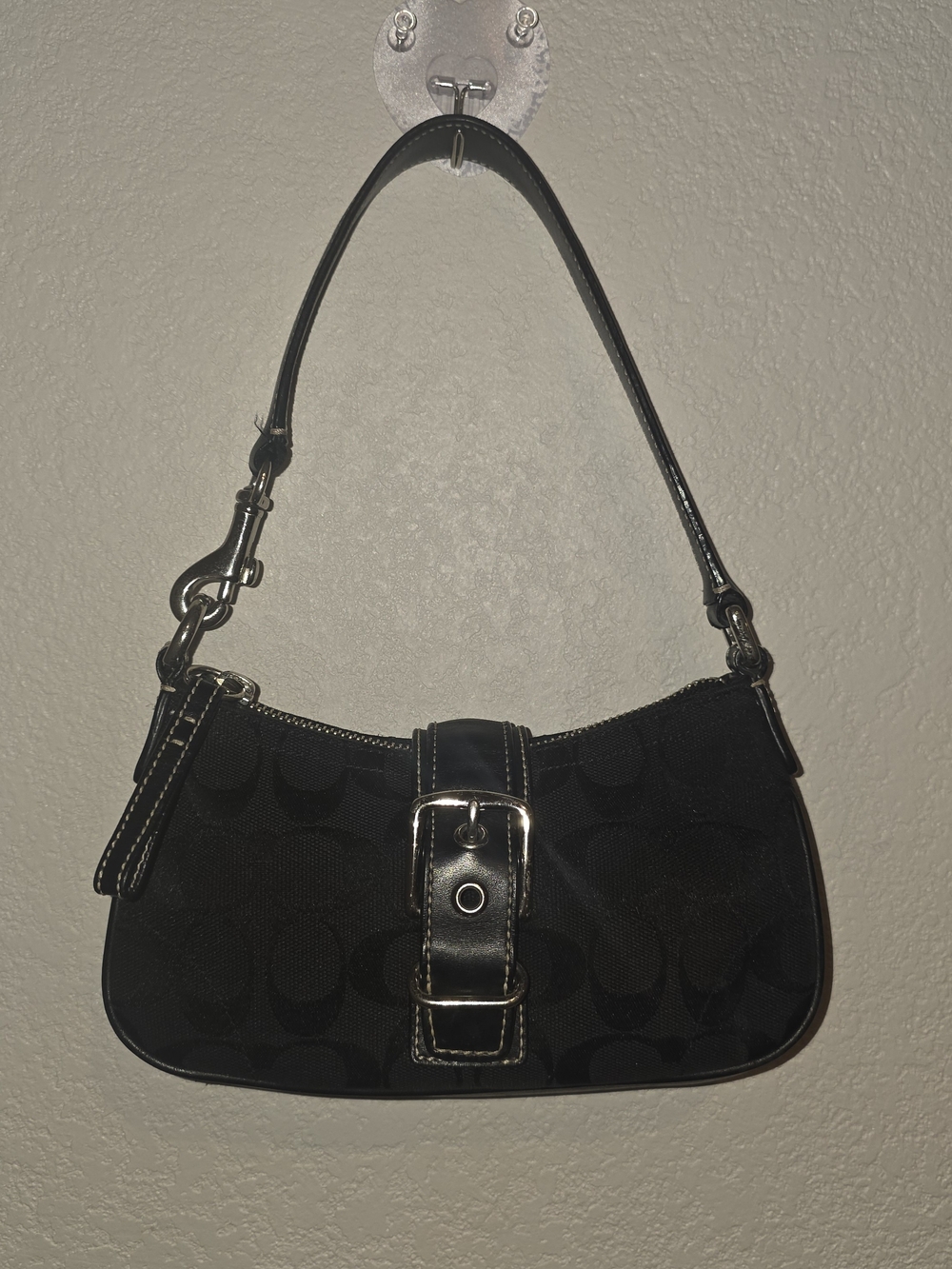 Black Women's Shoulder Bag with Buckle Accent